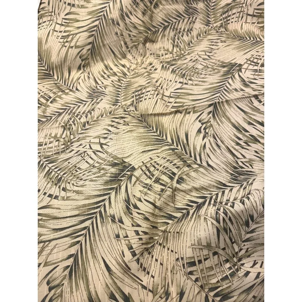 Palm Leaf Print Upholstery Fabric Tropical Design Beige Green 100% Cotton